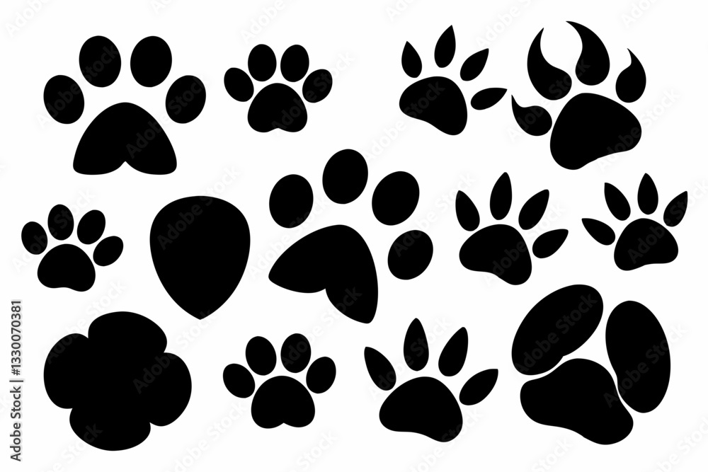 Fototapeta premium different animal paw silhouette