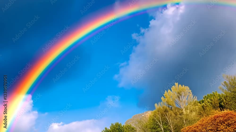 Bunter Regenbogen über einer tropischen Landschaft