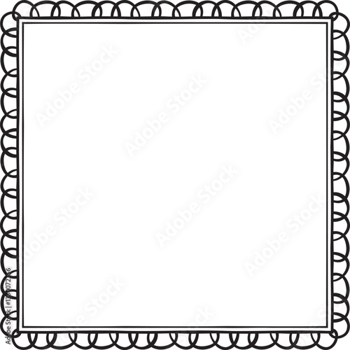 Square border with small interlaced curved lines. Vector illustration made with lines creating a square border