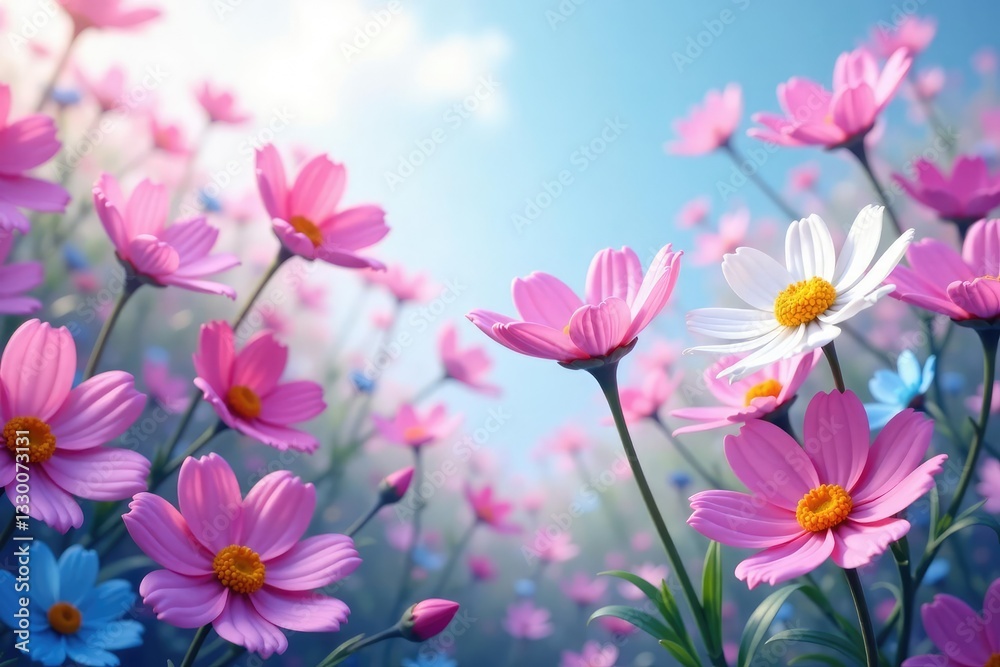 Whimsical flowers bloom in a dreamy garden amidst soft pink purple blue and white hues, abstract, floral Whimsical flowers bloom in a dreamy garden amidst soft pink purple blue and white hues, abstract, floral