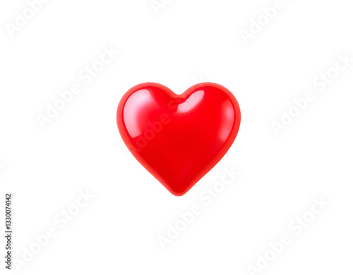 Realistic red heart on transparent background