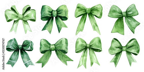 green bow isolated on white