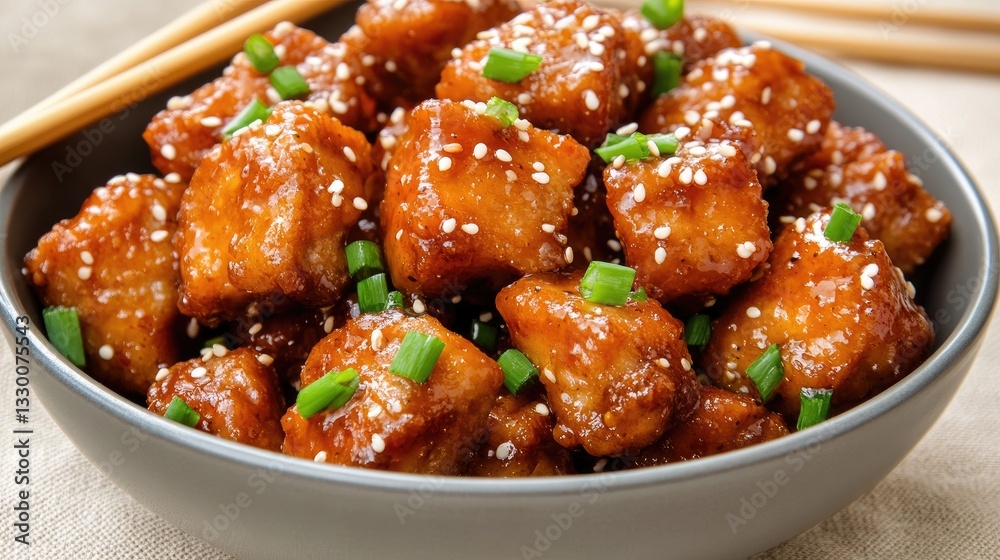 Plump Korean chicken wings drizzled with hoisin sauce and garnished with green onions and sesame seeds on a gray tabletop Plump Korean chicken wings drizzled with hoisin sauce and garnished with green onions and sesame seeds on a gray tabletop