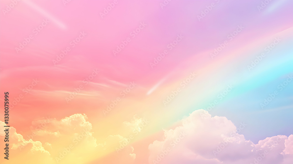 Obraz premium Colorful Sky and Clouds with Rainbow Spectrum Soft Pastel Colors
