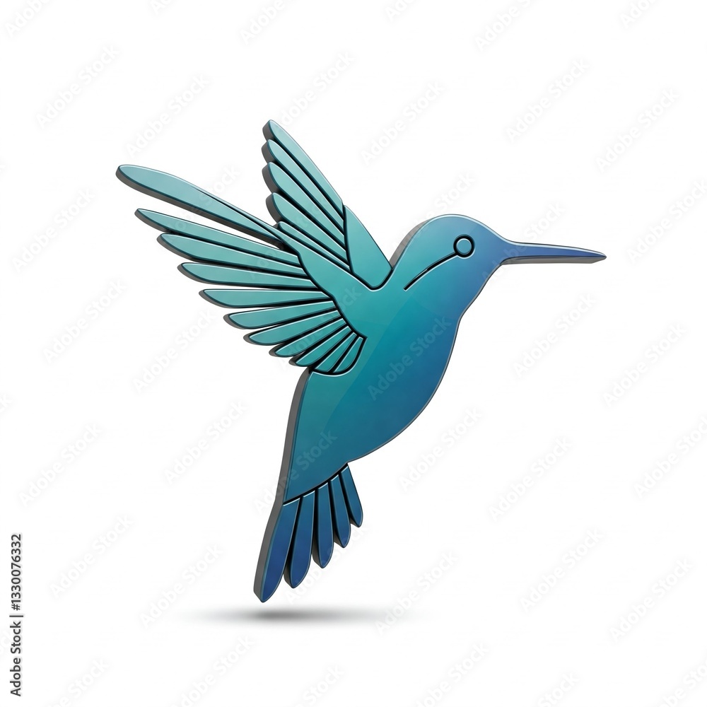 Obraz premium 3D hummingbird logo on a white background.