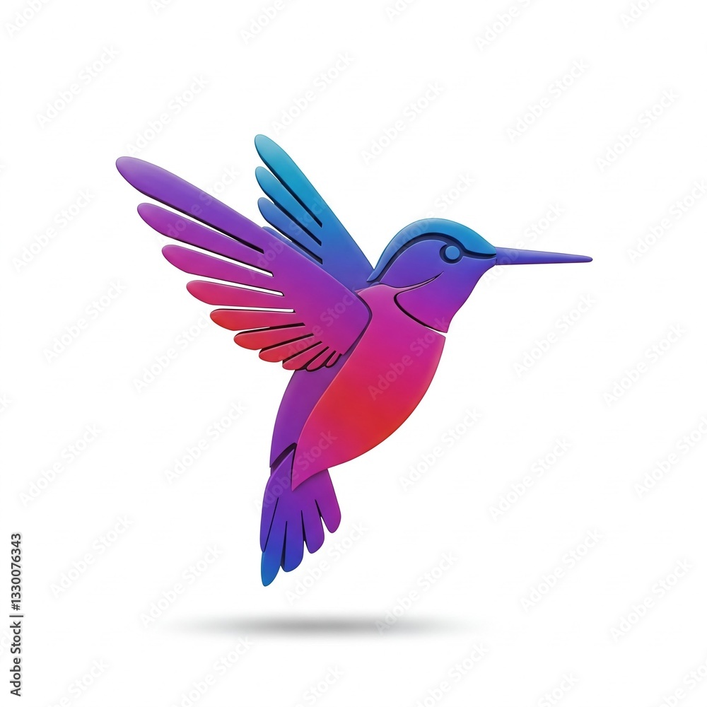 Obraz premium 3D hummingbird logo on a white background.