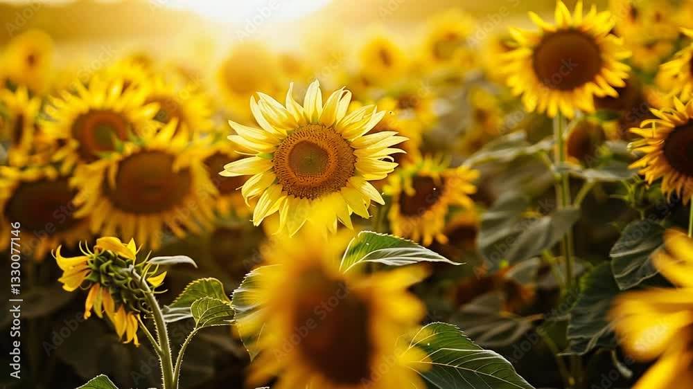 Leuchtendes Sonnenblumenfeld unter klarem Sommerhimmel