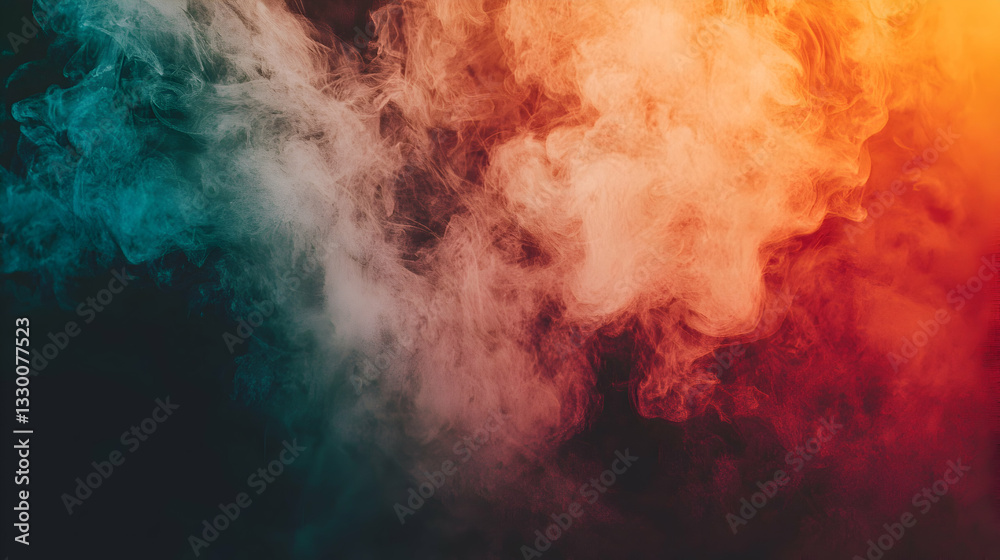 Fototapeta premium Abstract Colorful Smoke Flowing Against Dark Background Creating Dramatic Effect