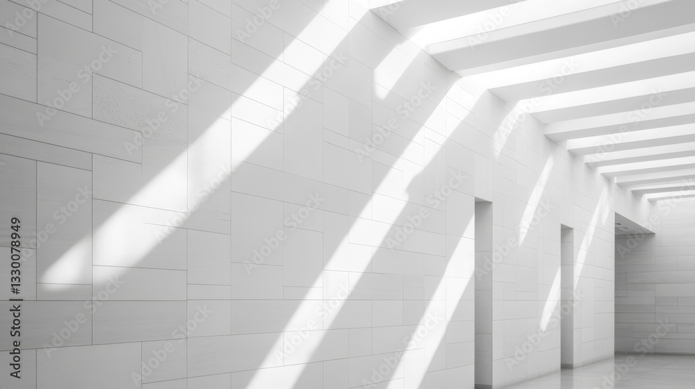 Obraz premium Sunlit white hallway with architectural design