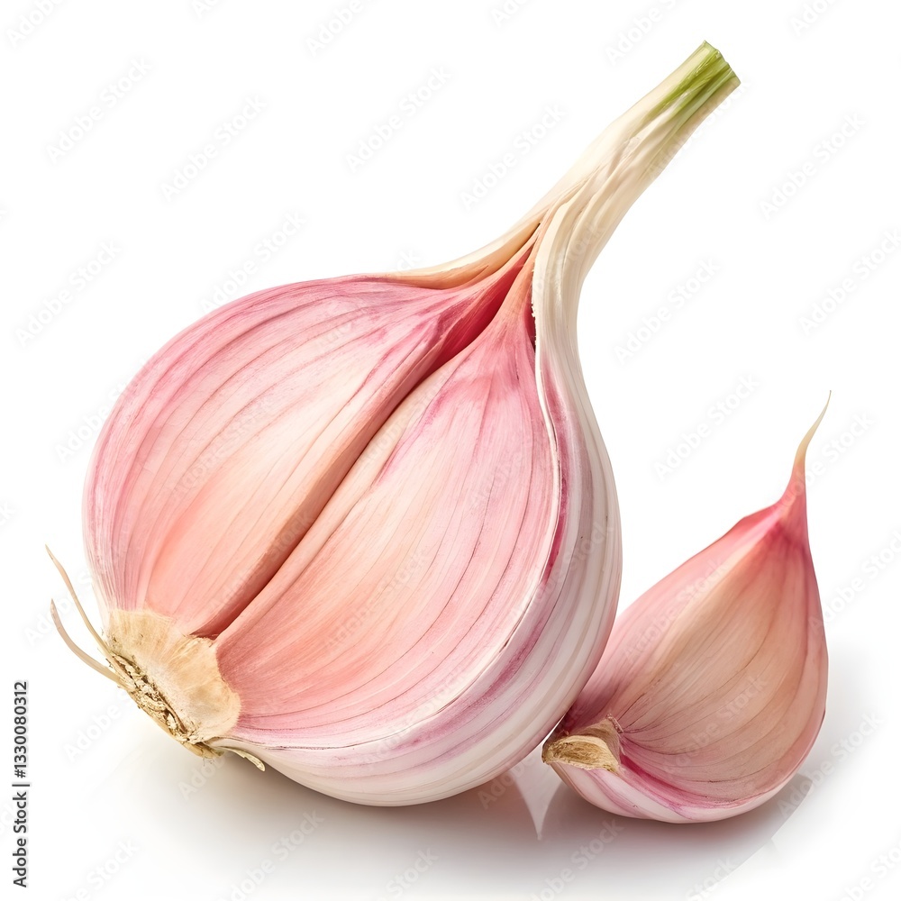 Obraz premium Macro Photography of Garlic Clove with Pink Skin and Soft Lighting