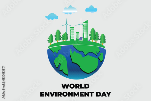 Ecology concept Green planet earth with tress world environment and earth day