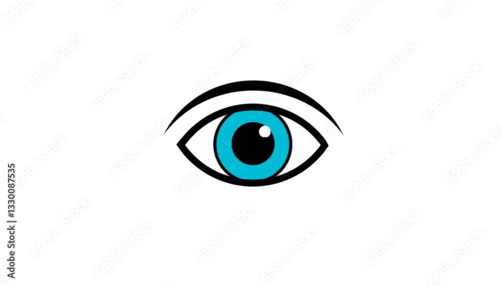 Illustration of a Stylized Human Eye with Blue Iris and Black Pupil on a White Background. Illustration of a Stylized Human Eye with Blue Iris and Black Pupil on a White Background.