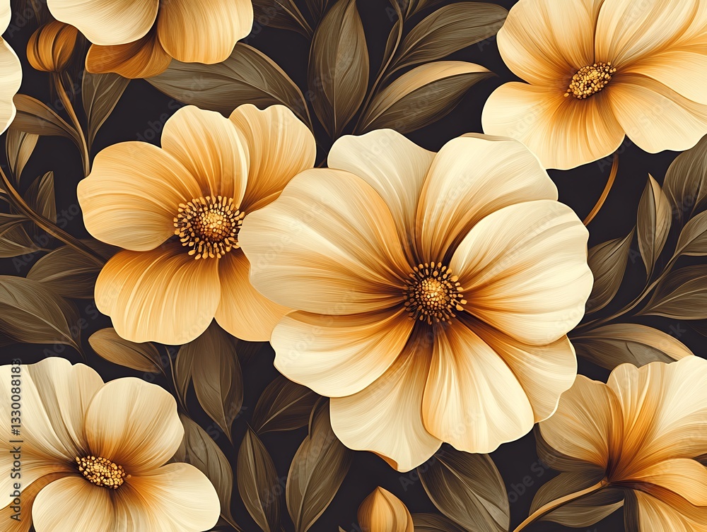 custom made wallpaper toronto digitalGolden and cream floral seamless pattern.