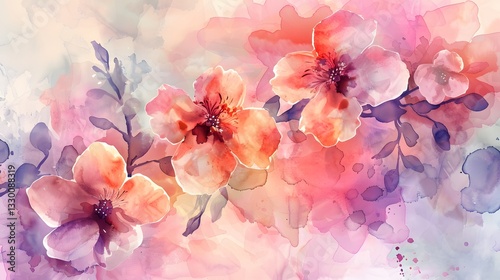 A painting of a bouquet of flowers with a pink background