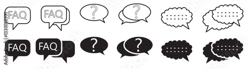 Faq chat icon set. Question speech bubble. Communication vector