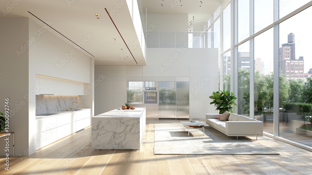 Fototapeta premium Modern Luxury Penthouse Apartment with Stunning City Views