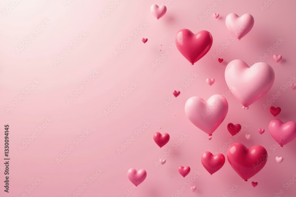 Soft blush pink with floating hearts Perfect for Valentine's Day decor , wallpaper, illustration Soft blush pink with floating hearts Perfect for Valentine's Day decor , wallpaper, illustration