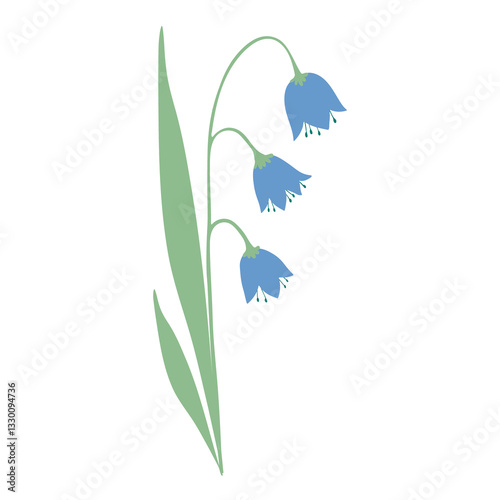 Floral branch. Gentle flower, spreading bellflowers with simple tiny delicate blossoms.