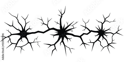 Black and White Crack Vector Illustration - Earthquake Fracture, Ground Breakage, Damage Texture - Graphic Design Element