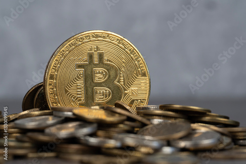 Koncepcja inwestowania, gromadzenia funduszy online bitcoin, transfer krypto waluty.
