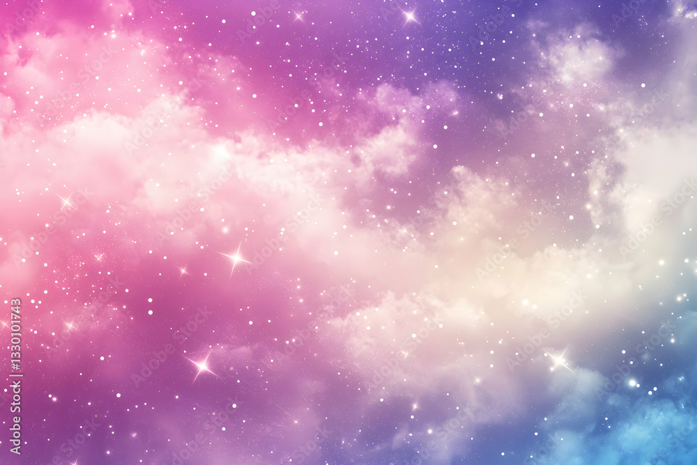 Obraz premium Glows and Stars Over Colorful Clouds in a Fantasy Sky