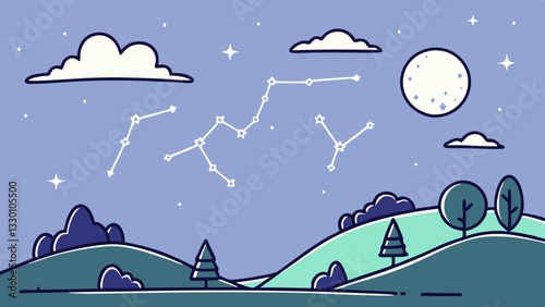 night sky landscape astronomy vector svg