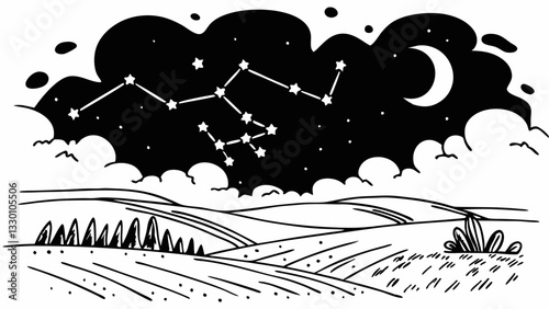 night sky landscape astronomy vector svg