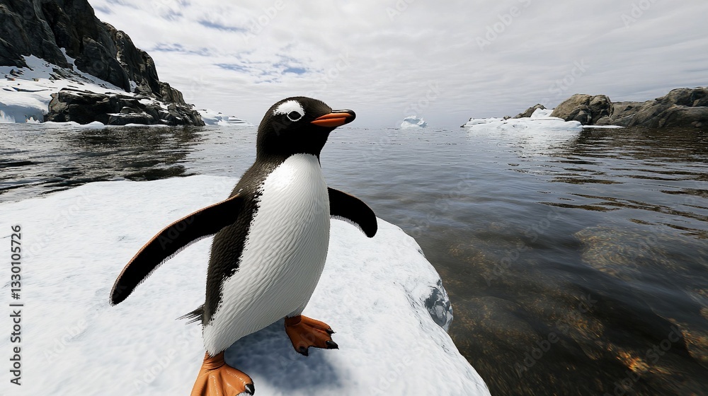 Fototapeta premium Gentoo penguin on Antarctic ice floe