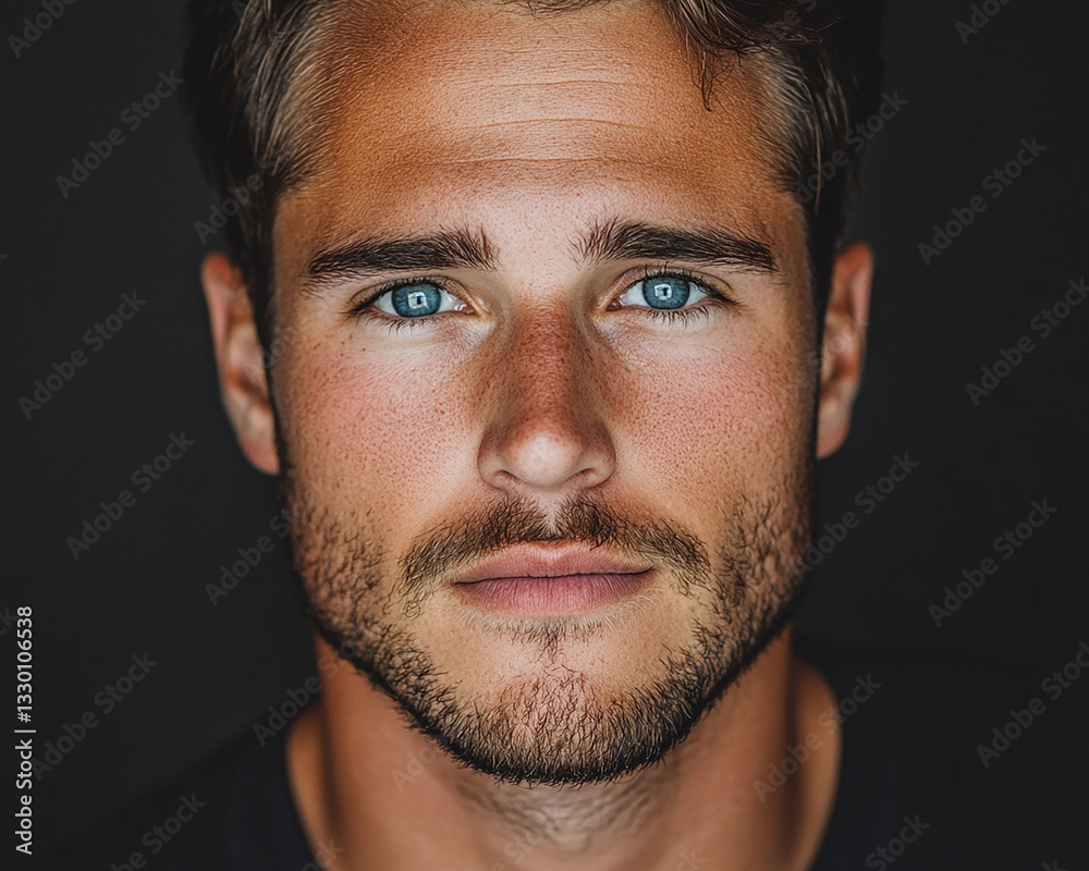 Obraz premium Man on colored background, handsome male portrait close up