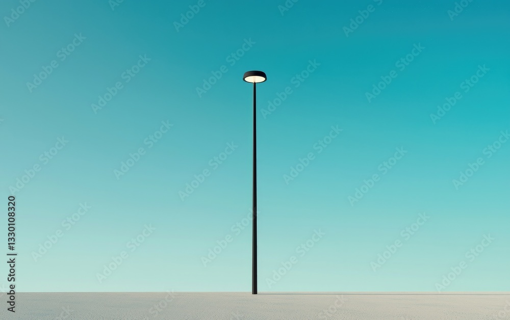 Single Black Lamppost Against Teal And Beige Gradient Sky During Daytime Single Black Lamppost Against Teal And Beige Gradient Sky During Daytime