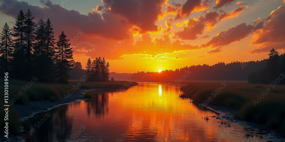 Obraz premium sunrise over the river