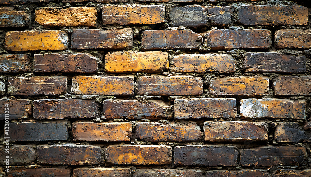 Naklejka premium Old Brick Wall Texture Featuring Weathered Bricks and Aged Construction
