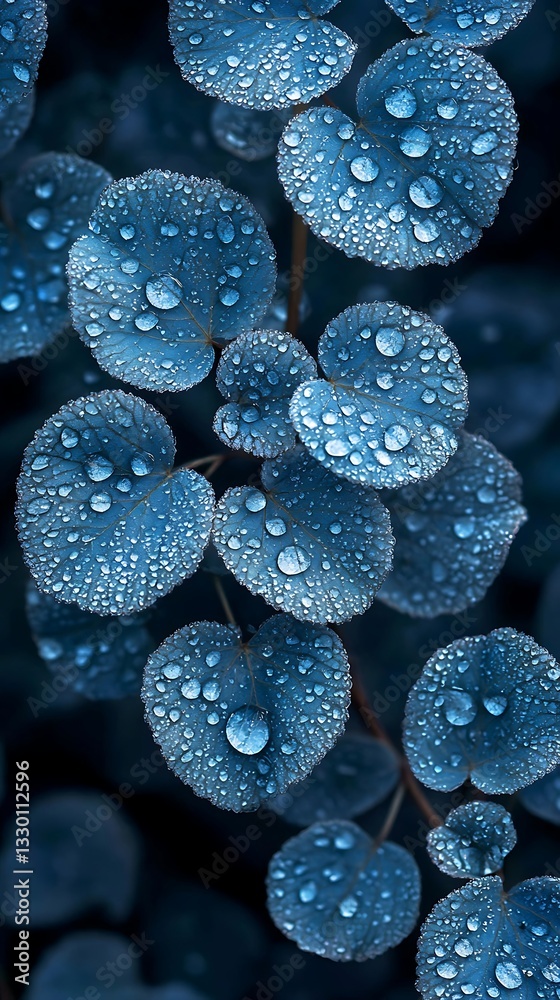 Dew-kissed leaves, garden, dark background