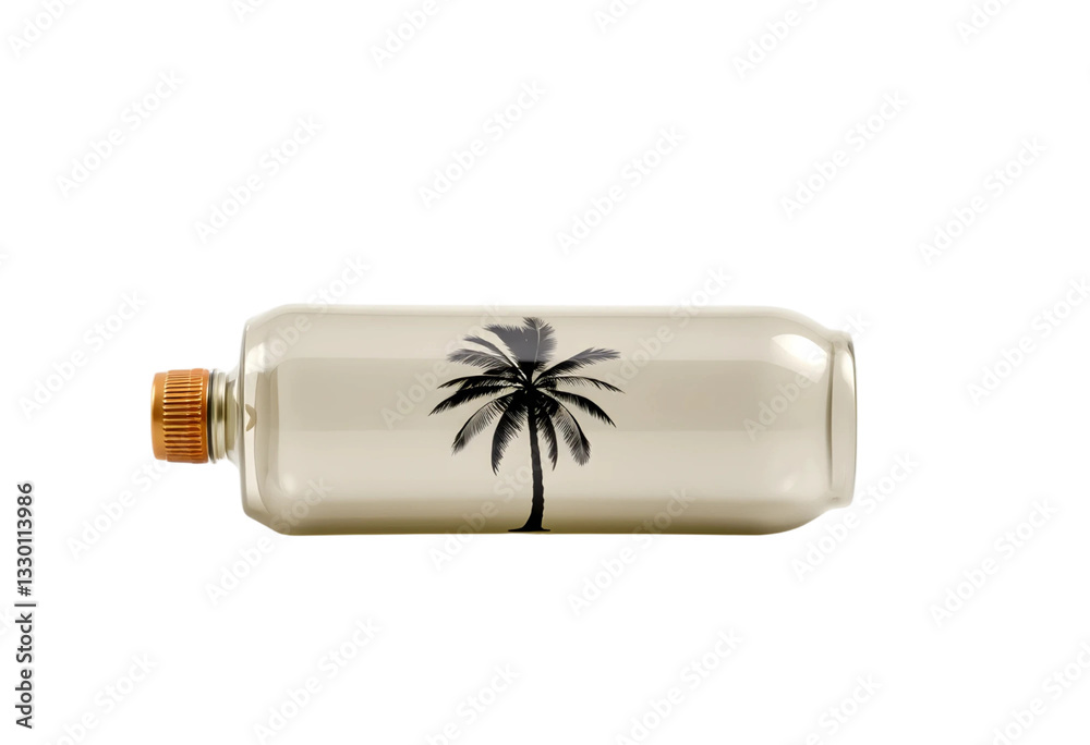 Realistic Detailed 3d Blank Cosmetic Bottle with Palm Tree Realistic Detailed 3d Blank Cosmetic Bottle with Palm Tree