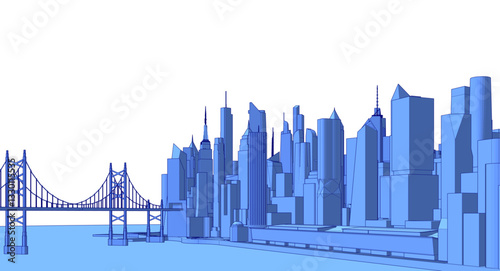 modern city architectural landscape sketch 3d illustration