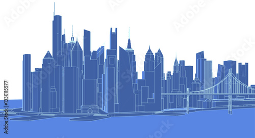 modern city architectural landscape sketch 3d illustration