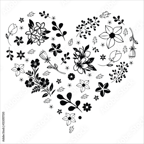 Floral Heart Vector Design , T shirt Design , EPS File