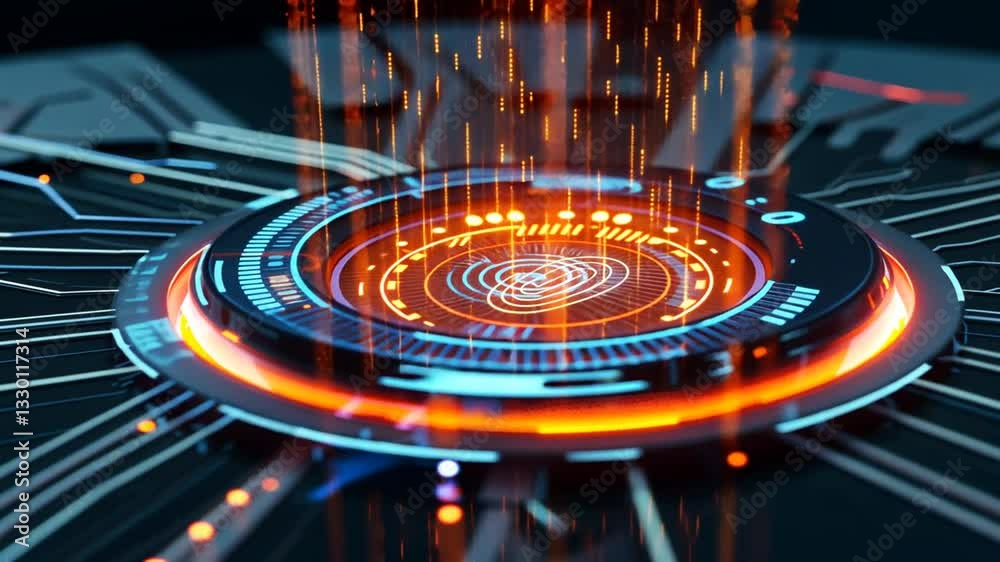 Digitale Projektion eines futuristischen Interfaces