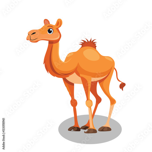 Camel is standing happy cartoon vector icon illustration animal nature icon