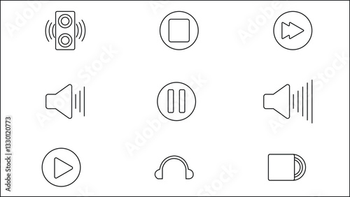 Multimedia and Media Player Icon Set.