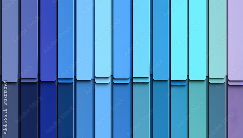 Fototapeta premium Rows of Blue Color Swatches with Shadow Effect Design