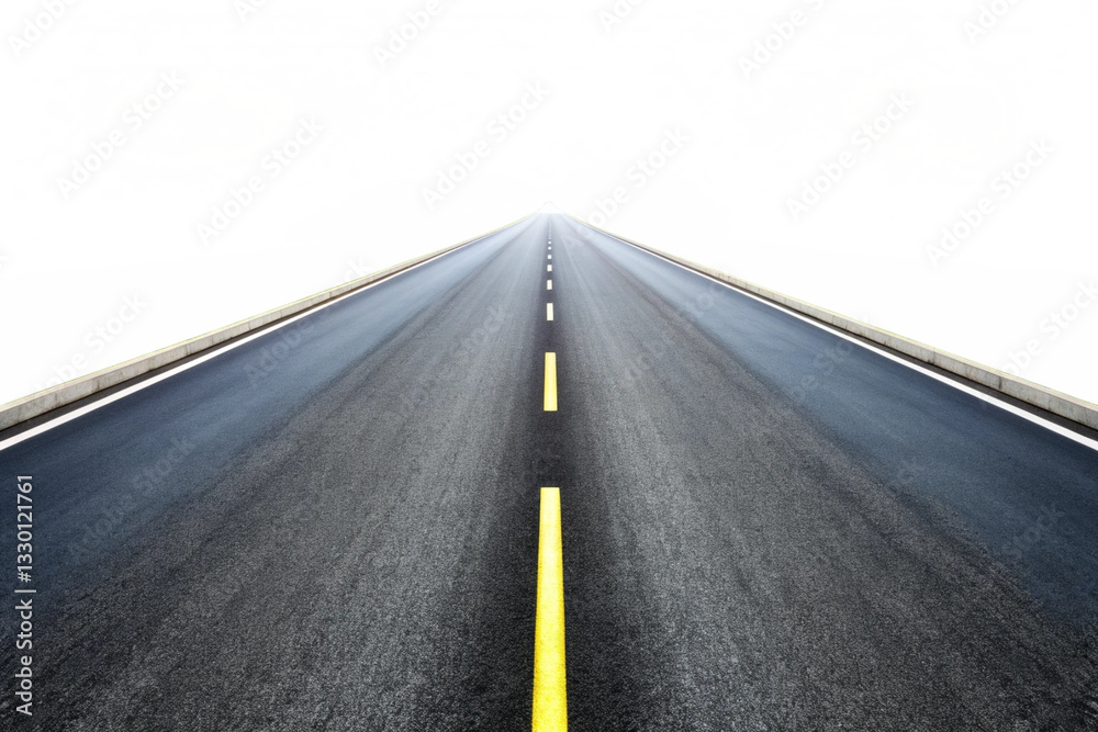 Fototapeta premium A long asphalt road stretching towards a horizon with a distorted background