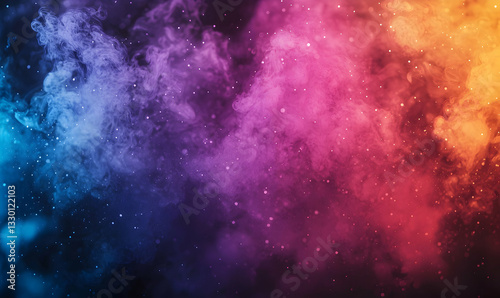 Abstract Smoke Background with Dynamic Colorful Clouds and Sparkling Particles
