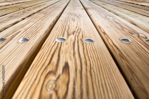 NEW WOODEN FLOOR SLATS FOR OUTDOOR USE - Central perspective view - Low view diminishing perspective