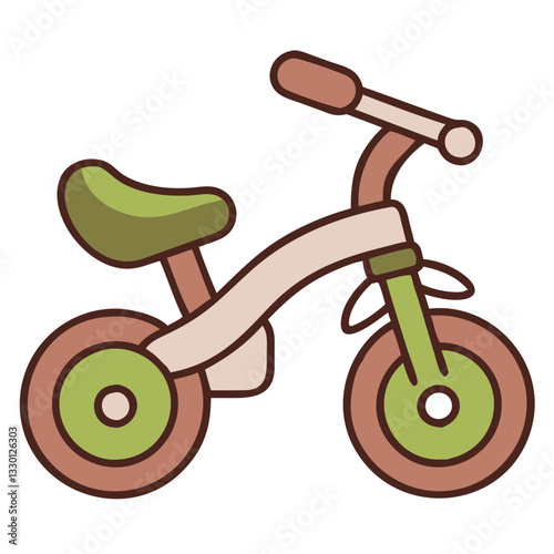 Children's tricycle icon in playful colors, specialized transport concept