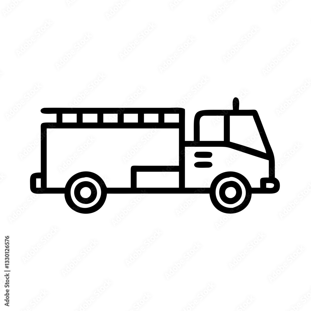 Fire truck icon with hose, emergency response concept Fire truck icon with hose, emergency response concept
