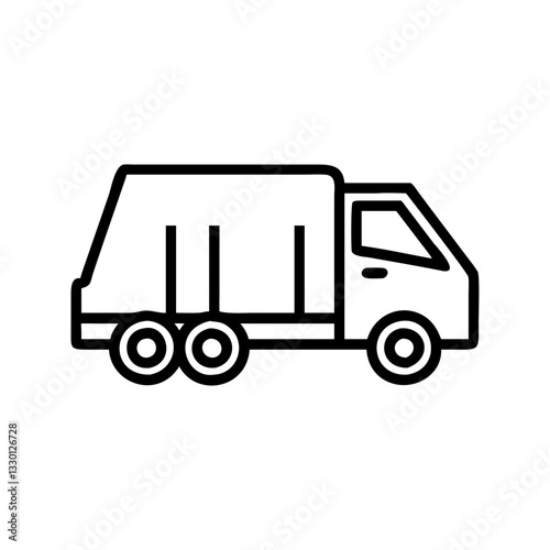 Garbage truck icon on urban street, specialized transport concept