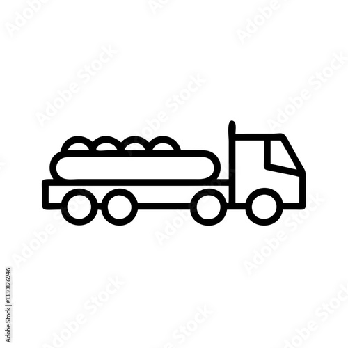 Log truck icon transporting timber, specialized transport concept