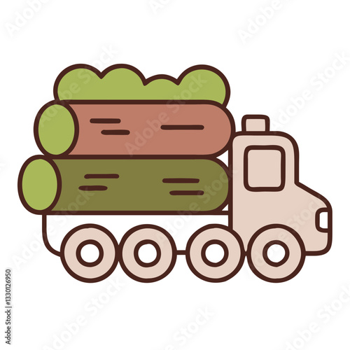 Log-truck icon transporting timber, specialized transport concept