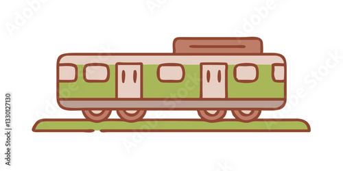 Passenger train icon traveling on tracks, specialized transport concept